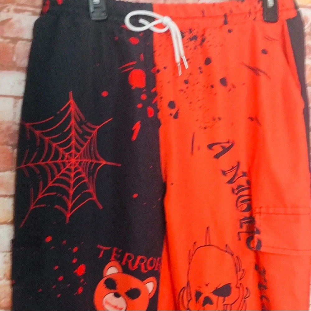 Romwe Black and Orange Halloween Themed Wind Jogger Pants - Picture 3 of 7